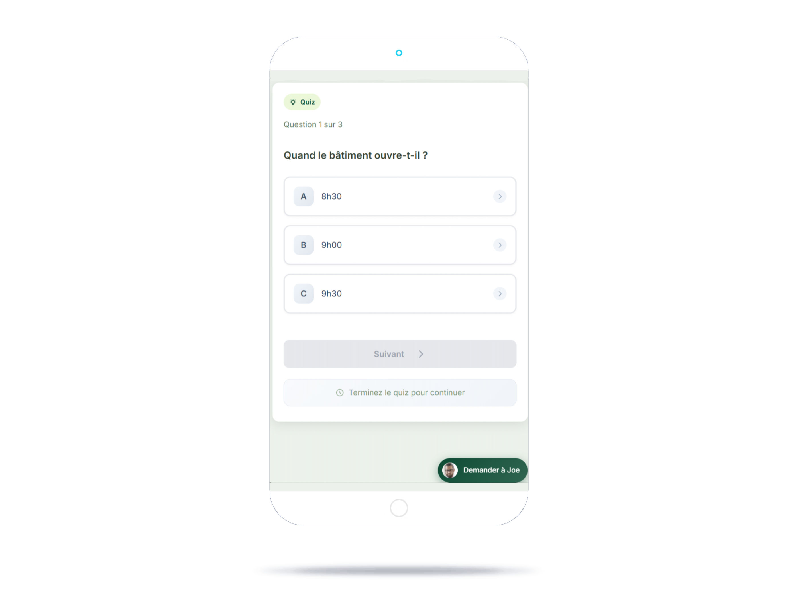 Gryffi quiz1 step on mobile